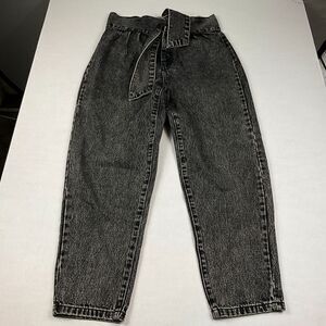 BlankNYC Womens High Waisted Jeans Black Tie Waist Skinny Boho Zip Up Size 27